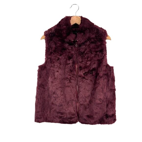 J. Crew Faux Fur Vest Wine Burgundy Old Money Quiet Luxury Women’s S - Picture 2 of 8